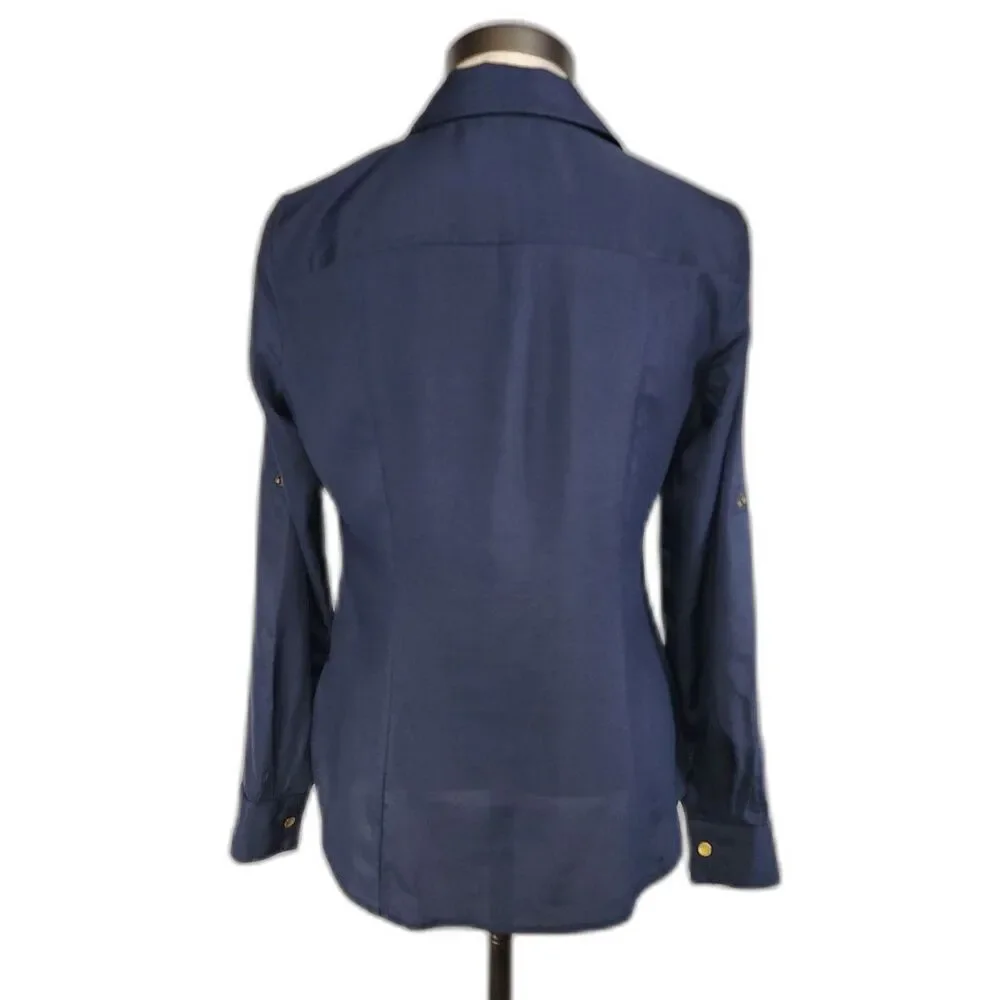 Michael Kors Women's Blue Zipper Blouse Size S